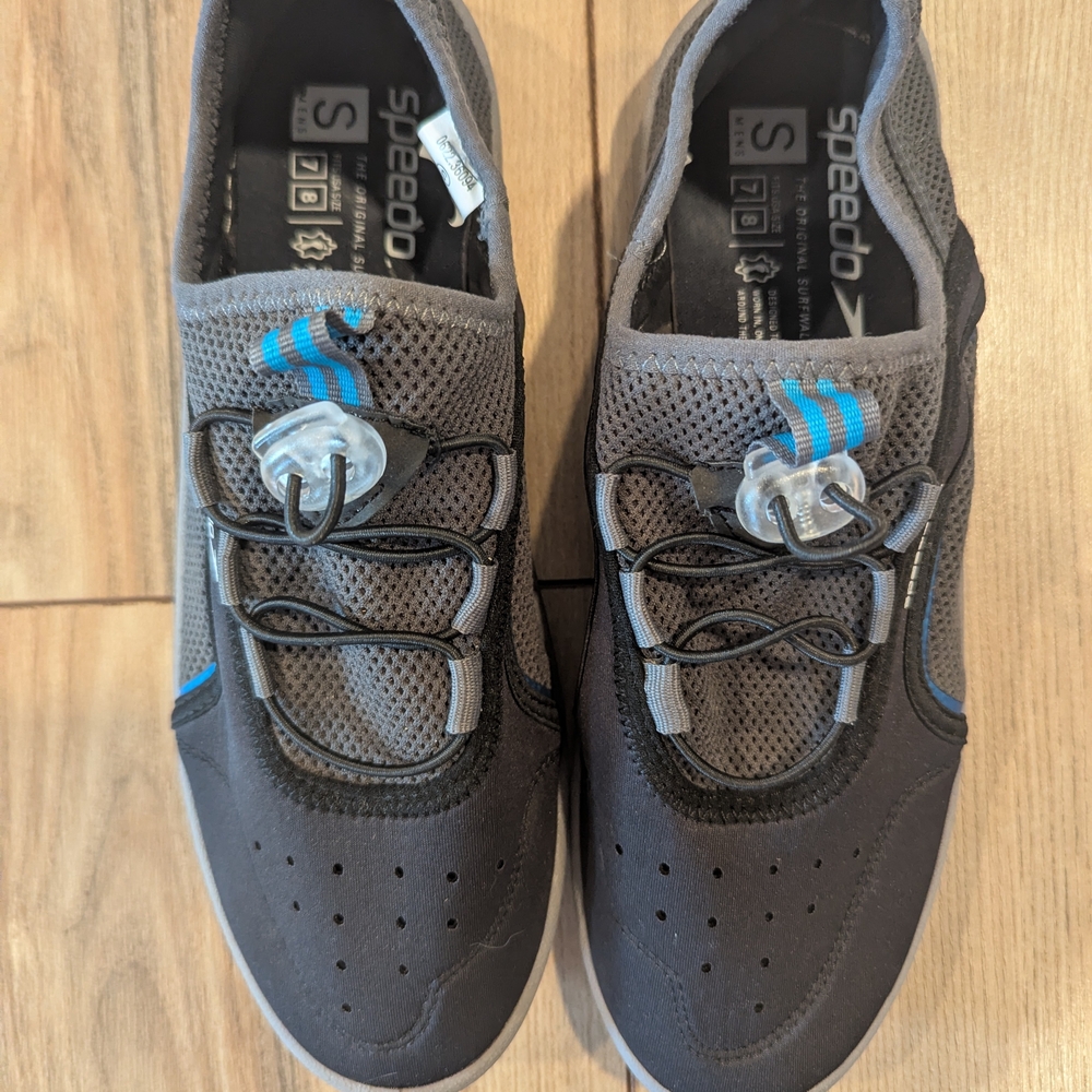 Speedo Men's Black and Blue Athletic Water Shoes